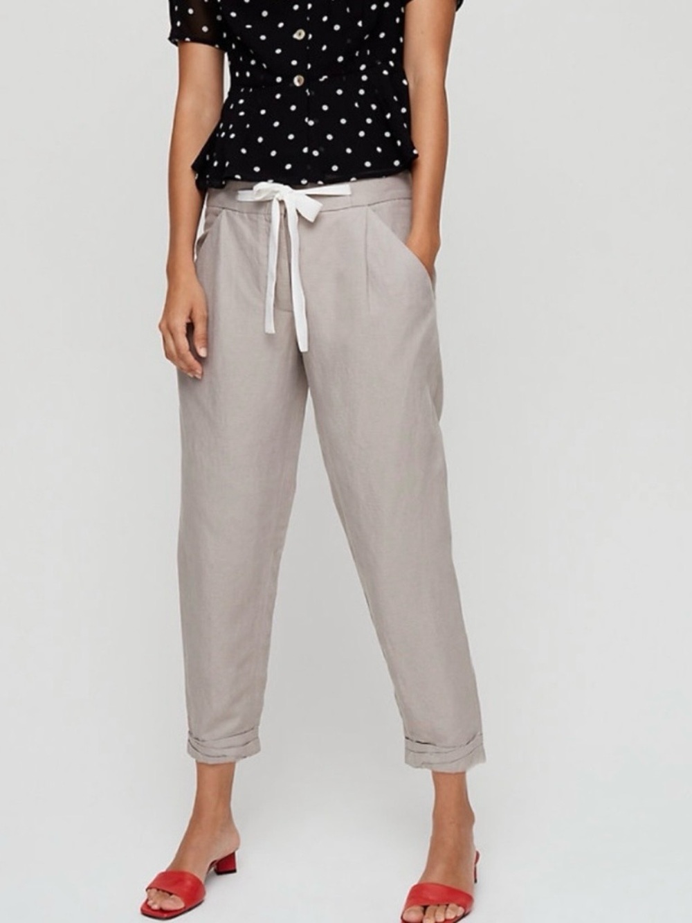 Wilfred Allant Linen Blend Pants Size 4 Light Grey Casual Career